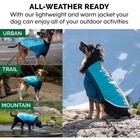 NWT!! Furhaven Dog Coat Water-Repellent Pro-Fit Active Jacket, Aquamarine, Large - Picture 3 of 14